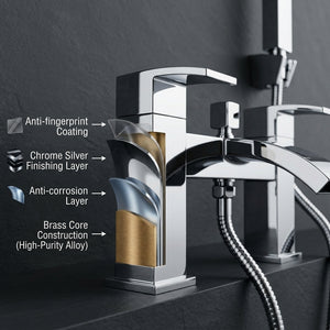 Vista Modern Bath Shower Mixer Tap with Shower Kit – Chrome