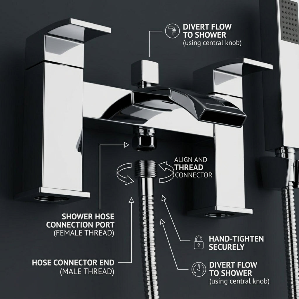Vista Modern Bath Shower Mixer Tap with Shower Kit – Chrome