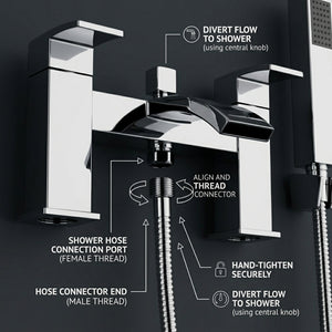 Vista Modern Bath Shower Mixer Tap with Shower Kit – Chrome