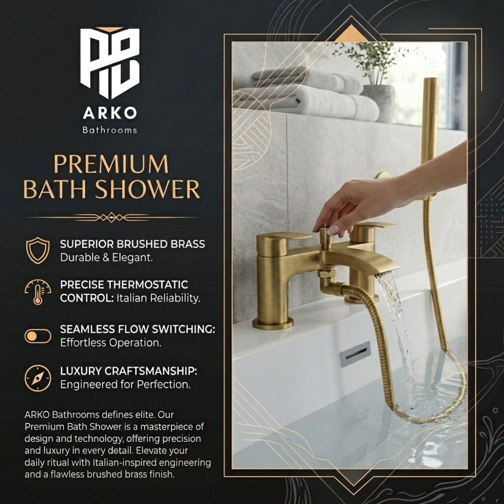 Capri Bath Shower Mixer Tap with Shower Kit – Brushed Brass