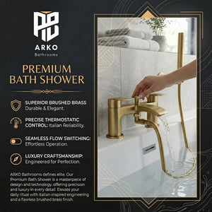 Capri Bath Shower Mixer Tap with Shower Kit – Brushed Brass