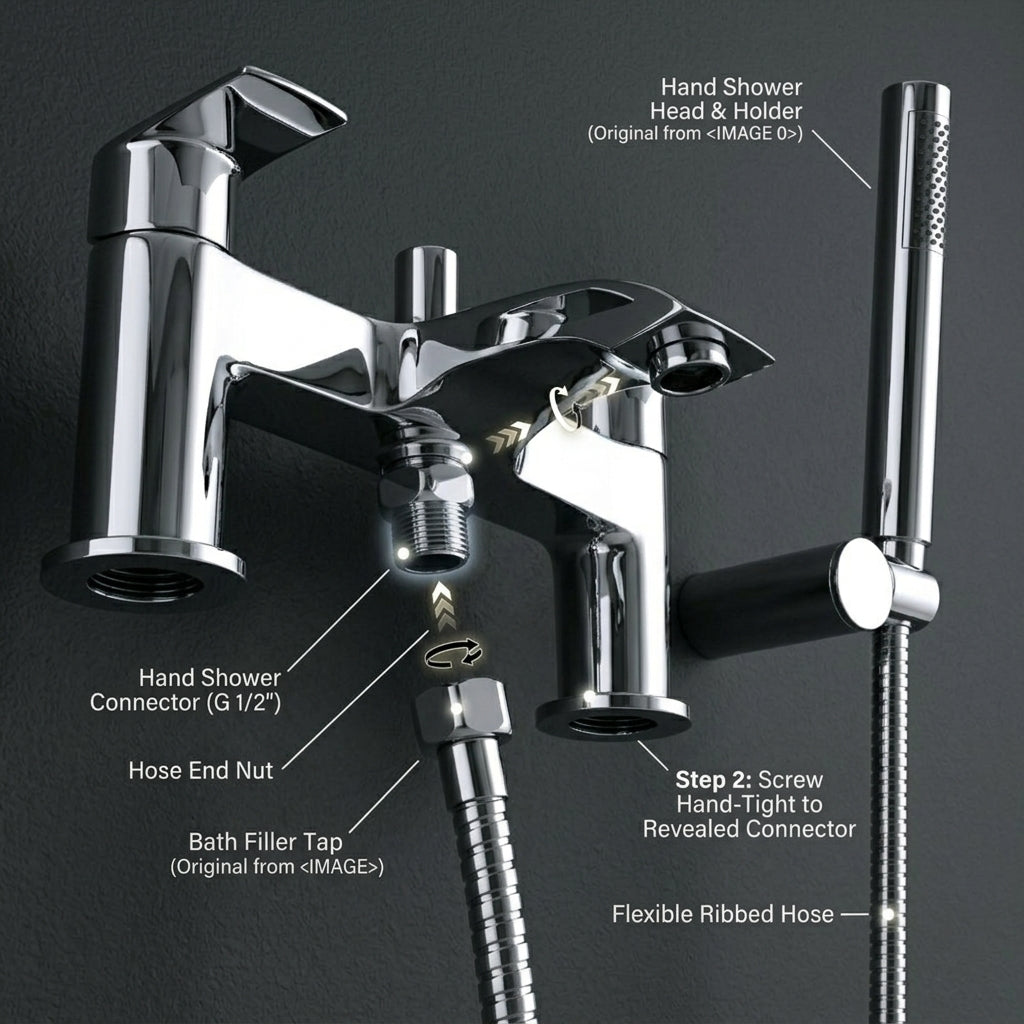 Capri Bath Shower Mixer Tap with Shower Kit – Chrome