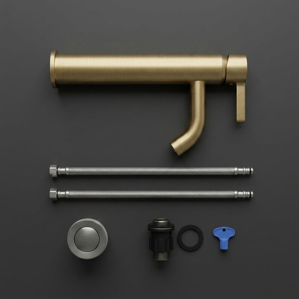 Arlo Round Tall Basin Mixer Tap Brass