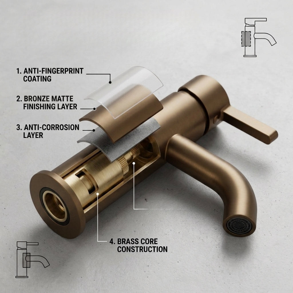 Arlo Round Basin Mixer Tap Bronze