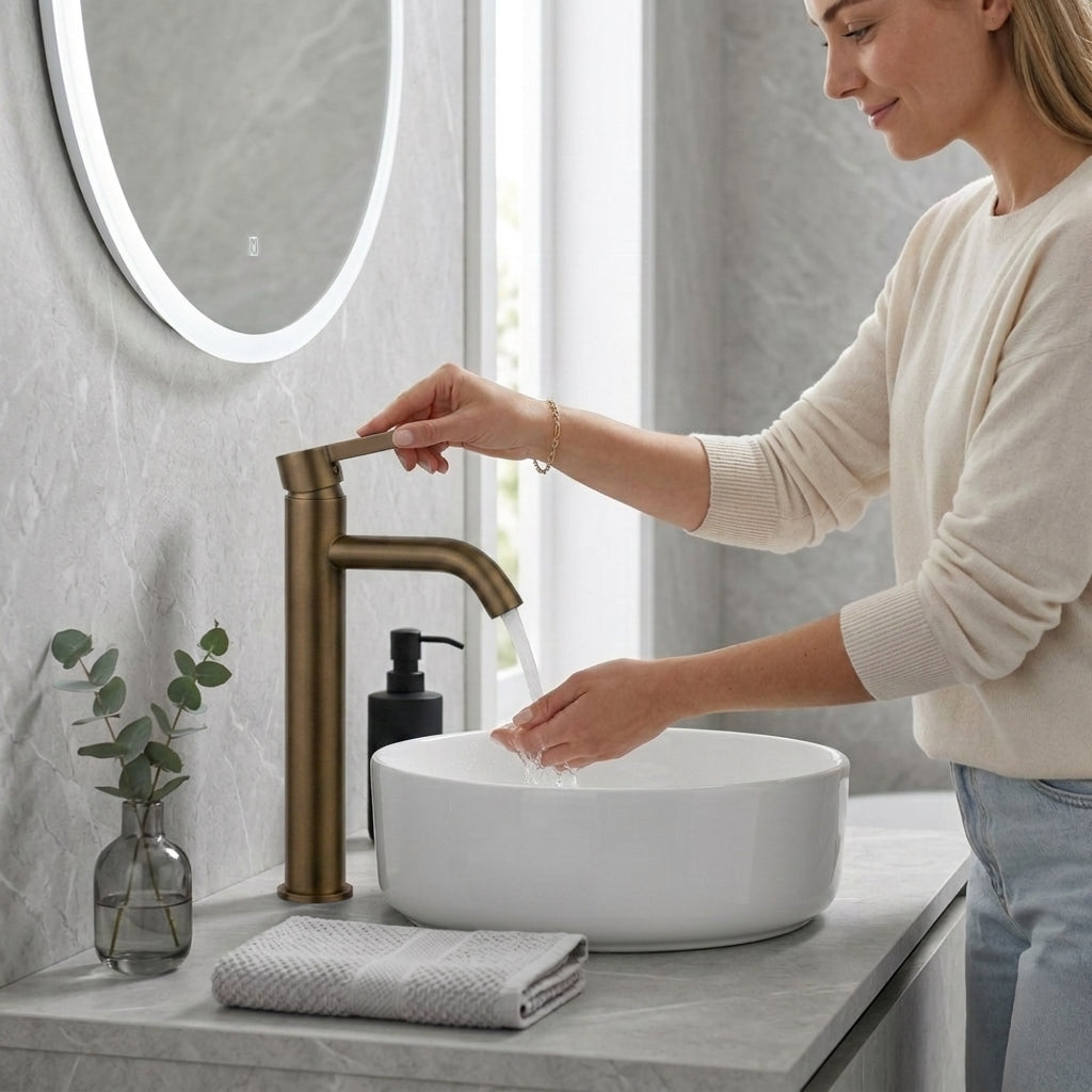 Arlo Round Tall Basin Mixer Tap Bronze