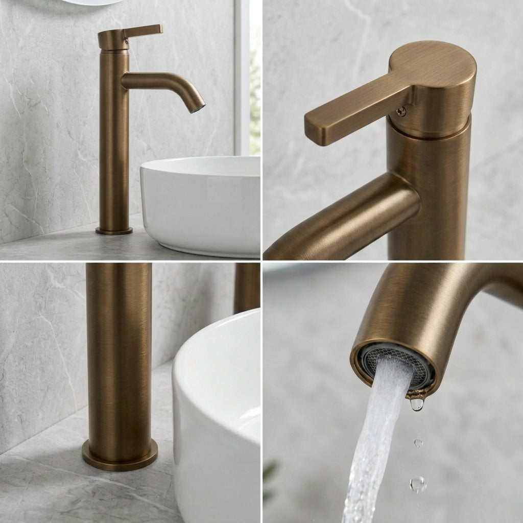 Arlo Round Tall Basin Mixer Tap Bronze
