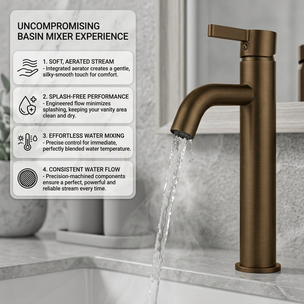 Arlo Round Tall Basin Mixer Tap Bronze