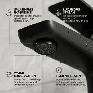 ARKO Square Basin Mixer Tap, Black Matt Finish – Stylish Bathroom Sink Faucet with Single Lever