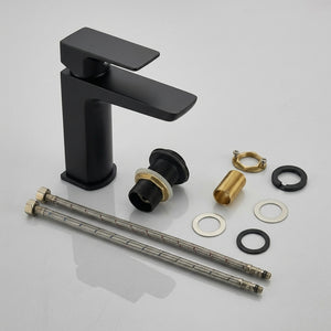 ARKO Square Basin Mixer Tap, Black Matt Finish – Stylish Bathroom Sink Faucet with Single Lever