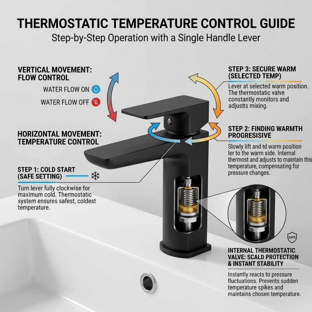 ARKO Square Basin Mixer Tap, Black Matt Finish – Stylish Bathroom Sink Faucet with Single Lever