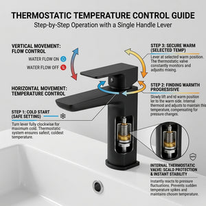 ARKO Square Basin Mixer Tap, Black Matt Finish – Stylish Bathroom Sink Faucet with Single Lever