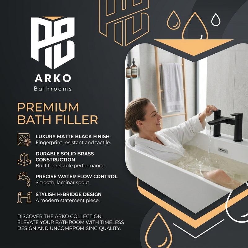 ARKO bath mixer tap, Thermostatic Bath Mixer Tap - BLACK