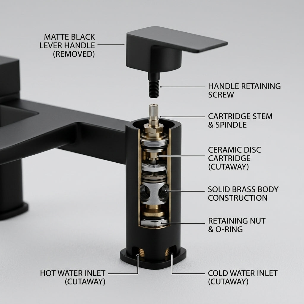 ARKO bath mixer tap, Thermostatic Bath Mixer Tap - BLACK