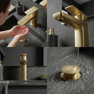 ARKO Square Basin Mixer Tap, Brass – Stylish Bathroom Sink Faucet with Single Lever