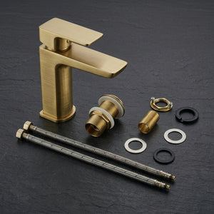 ARKO Square Basin Mixer Tap, Brass – Stylish Bathroom Sink Faucet with Single Lever