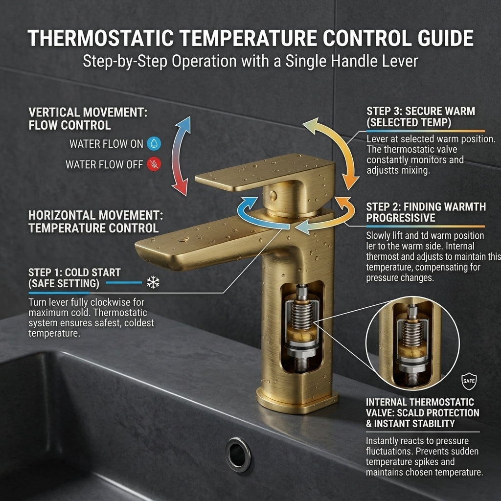ARKO Square Basin Mixer Tap, Brass – Stylish Bathroom Sink Faucet with Single Lever