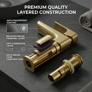ARKO Square Basin Mixer Tap, Brass – Stylish Bathroom Sink Faucet with Single Lever