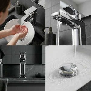 ARKO Square Basin Mixer Tap, Chrome – Stylish Bathroom Sink Faucet with Single Lever