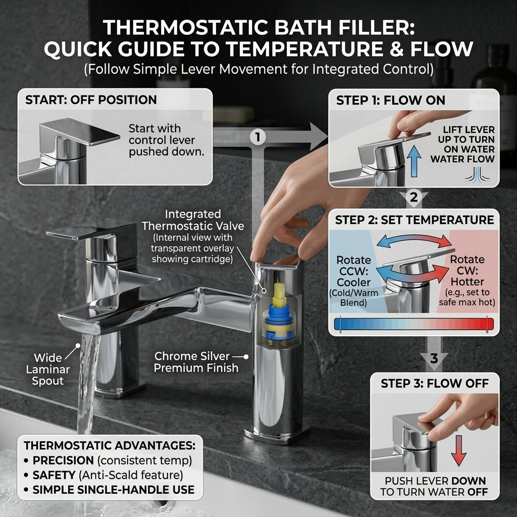 ARKO bath mixer tap, Thermostatic Bath Mixer Tap - CHROME