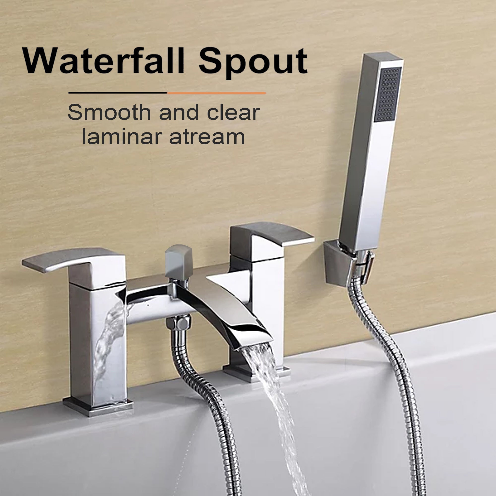 Vista Modern Bath Shower Mixer Tap with Shower Kit – Chrome