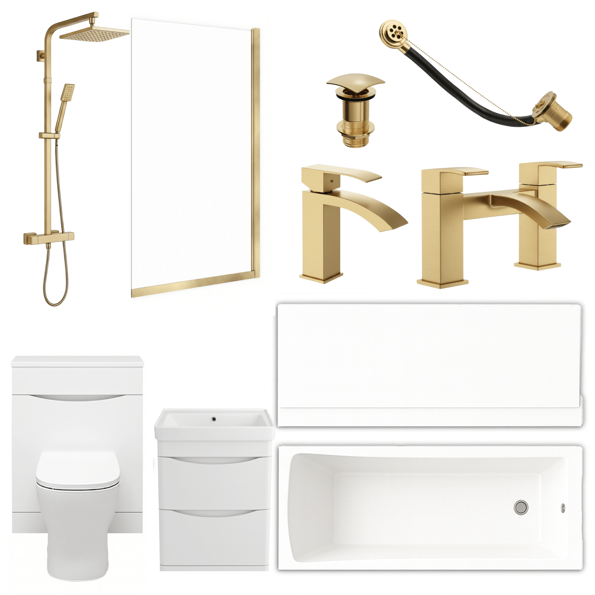 Arko Vista Complete Bathroom Suite -  Brass
