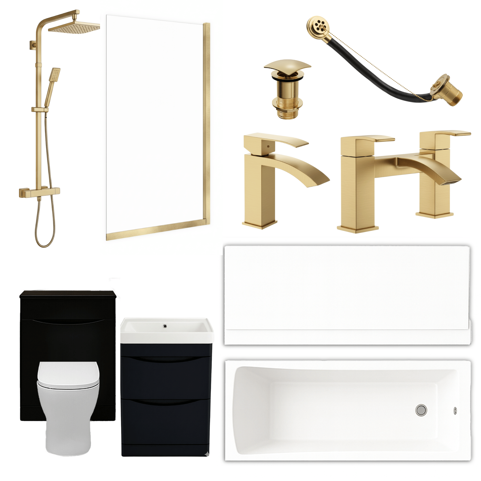 Arko Vista Complete Bathroom Suite -  Brass