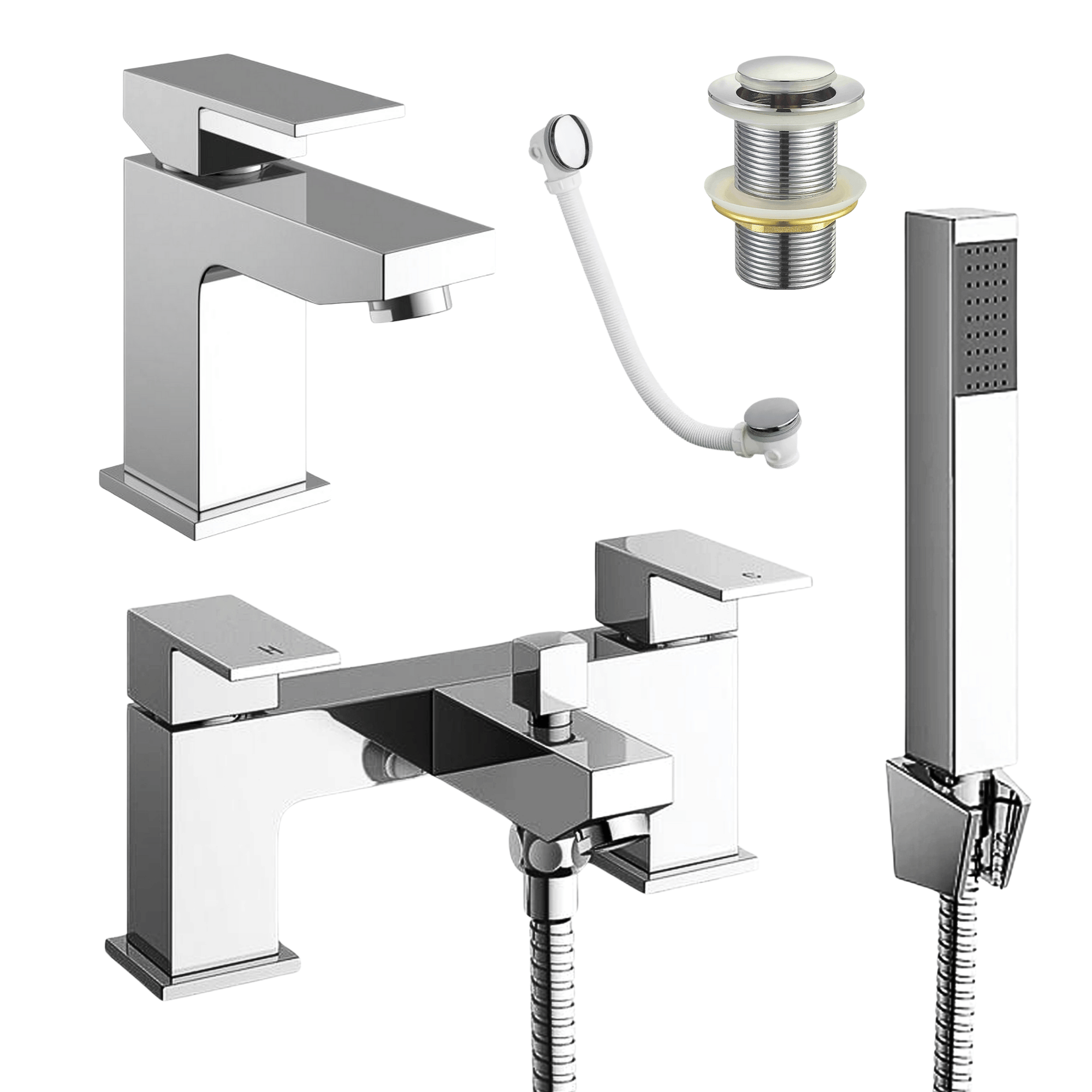 Arko Verda Basin Mixer Tap & Bath Shower Set with Bath Waste – Chrome