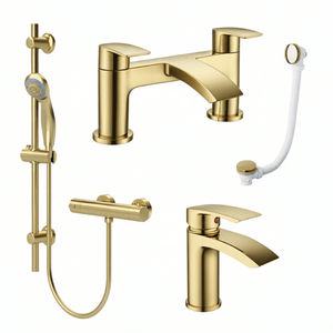 ARKO Capri Basin Mixer Tap, Bath Filler & Handheld Shower Set with Bath Waste – Brass