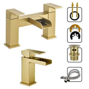 ARKO Waterfall Bath & Basin Mixer Tap Set – Brass Finish