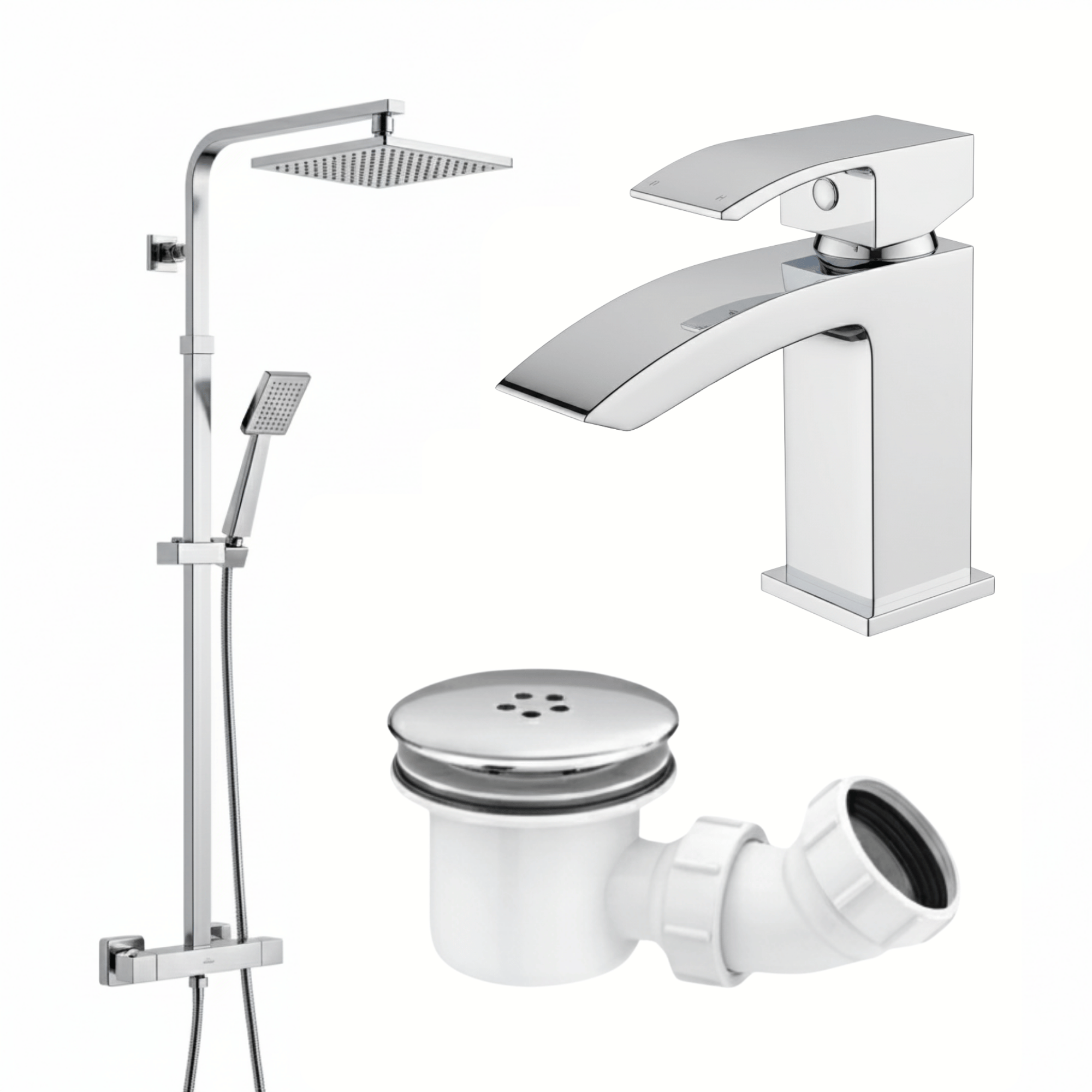 Arko Bathroom Vista Mixer Shower & Basin Mixer Tap Sets with Bath Shower Waste – Chrome