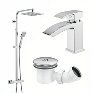 Arko Bathroom Vista Mixer Shower & Basin Mixer Tap Sets with Bath Shower Waste – Chrome