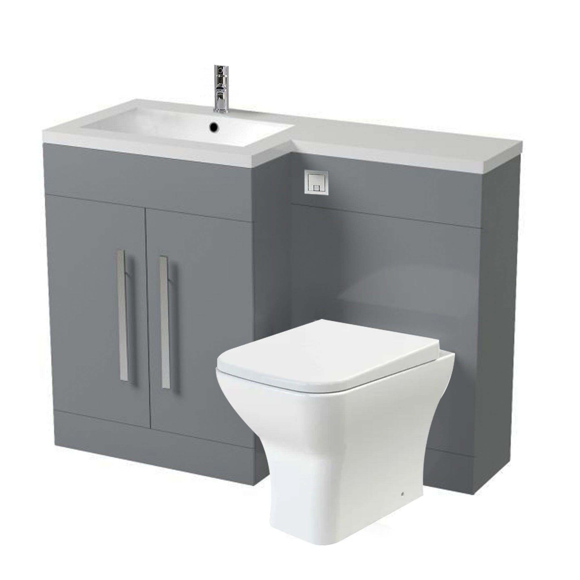 Arko Tana 1100mm Bathroom Vanity Unit Set Basin Sink Toilet WC Right Hand Furniture Storage - Grey