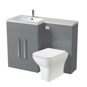 Arko Tana 1100mm Bathroom Vanity Unit Set Basin Sink Toilet WC Right Hand Furniture Storage - Grey