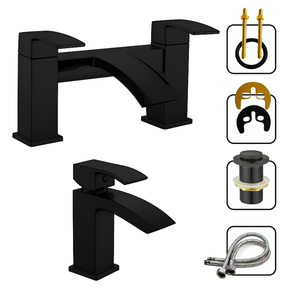 ARKO Vista Bath Tap and Basin Mixer Tap Set - Black