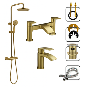 ARKO Capri Bath Filler & Mixer Shower Set - Brass
