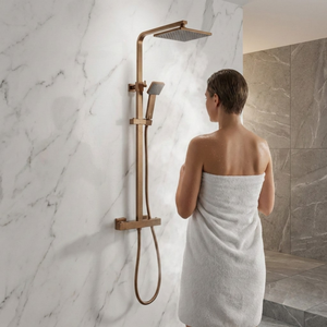 Arko Modern Square Thermostatic Shower – Bronze
