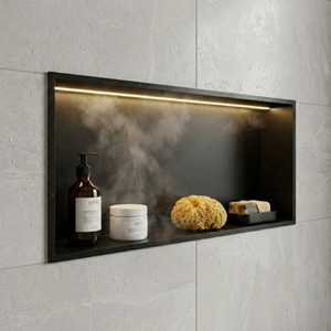 ARKO Shower Niche with LED Light Wall Insert, Bathroom Shower Storage Shelf, Black