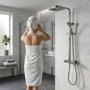 Arko Modern Square Thermostatic Shower – Gunmetal