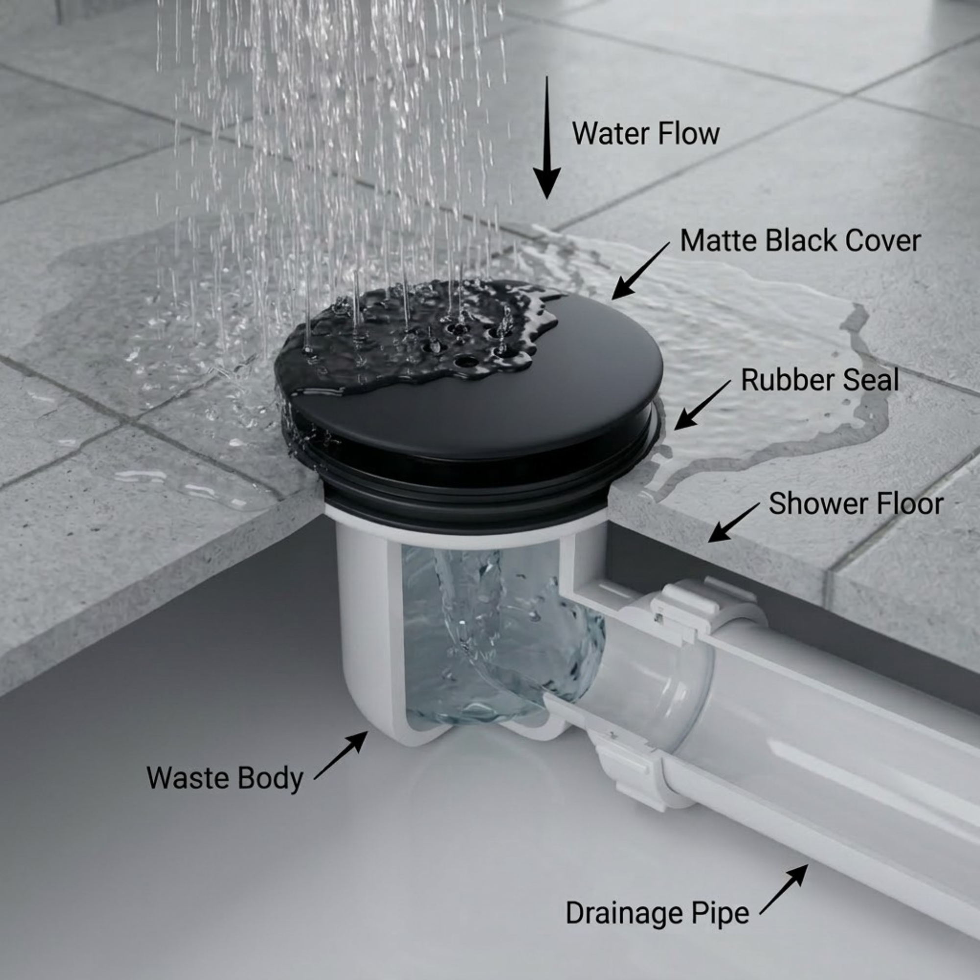 ARKO Bathroom Round Thermostatic Mixer Shower with Riser Rail, Shower Waste & Twin head - Chrome