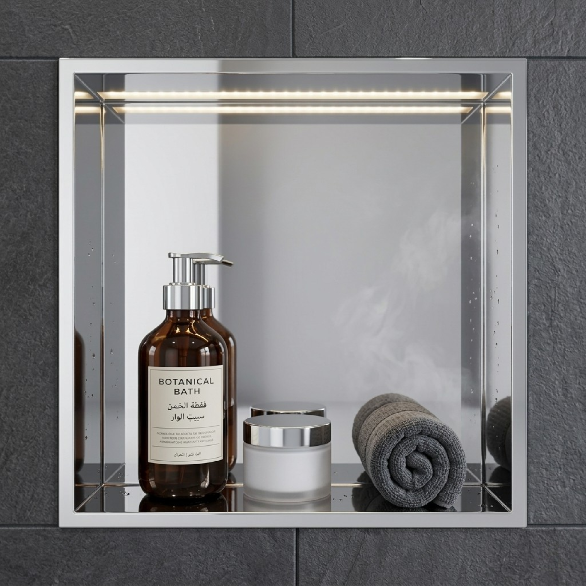 ARKO Shower Niche with LED Light Wall Insert, Bathroom Shower Storage Shelf, Chrome