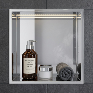 ARKO Shower Niche with LED Light Wall Insert, Bathroom Shower Storage Shelf, Chrome