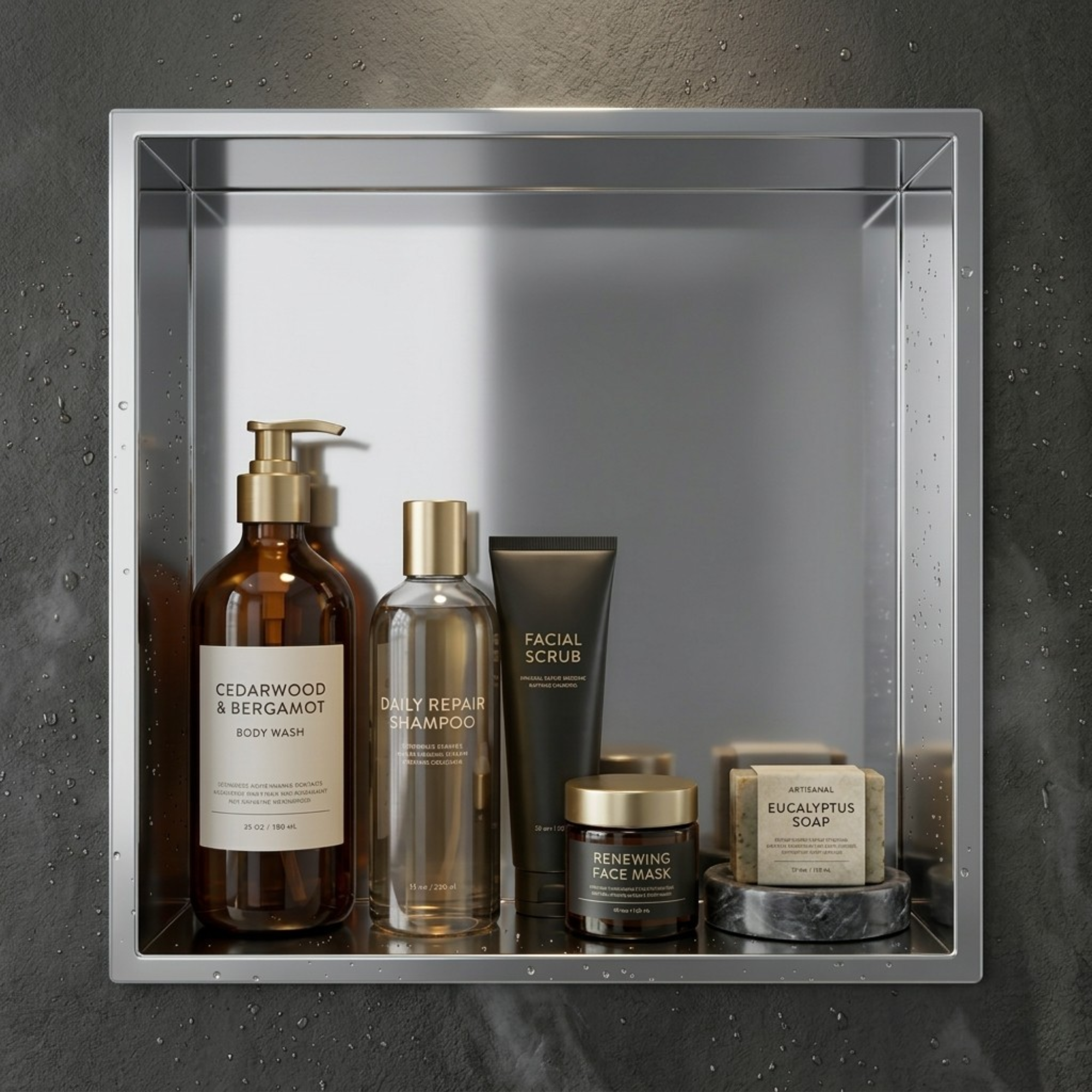 ARKO Stainless Steel Shower Without led Niche Wall Insert, Bathroom Shower Storage Shelf, Bronze