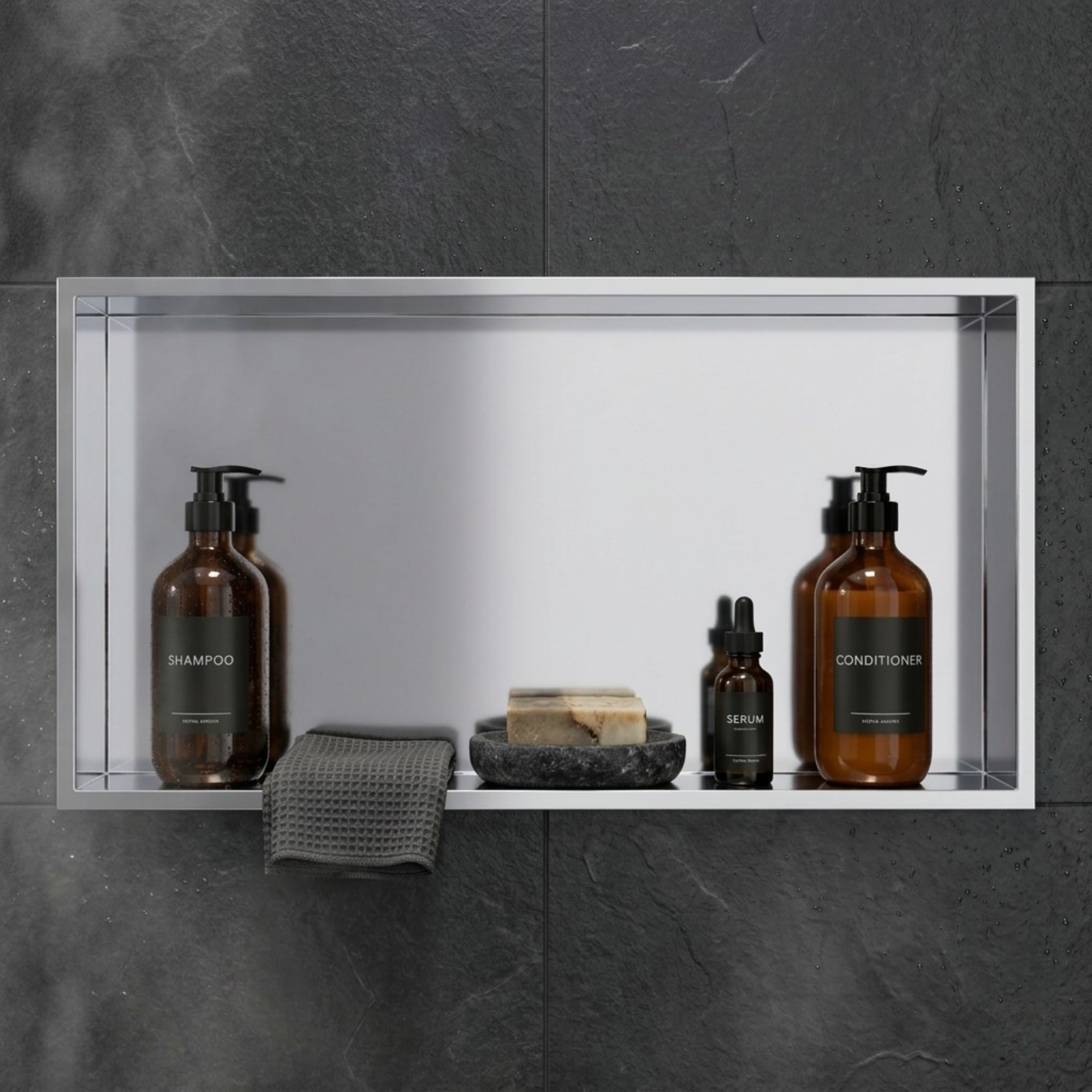 ARKO Stainless Steel Shower Without Led Niche Wall Insert, Bathroom Shower Storage Shelf, Chrome