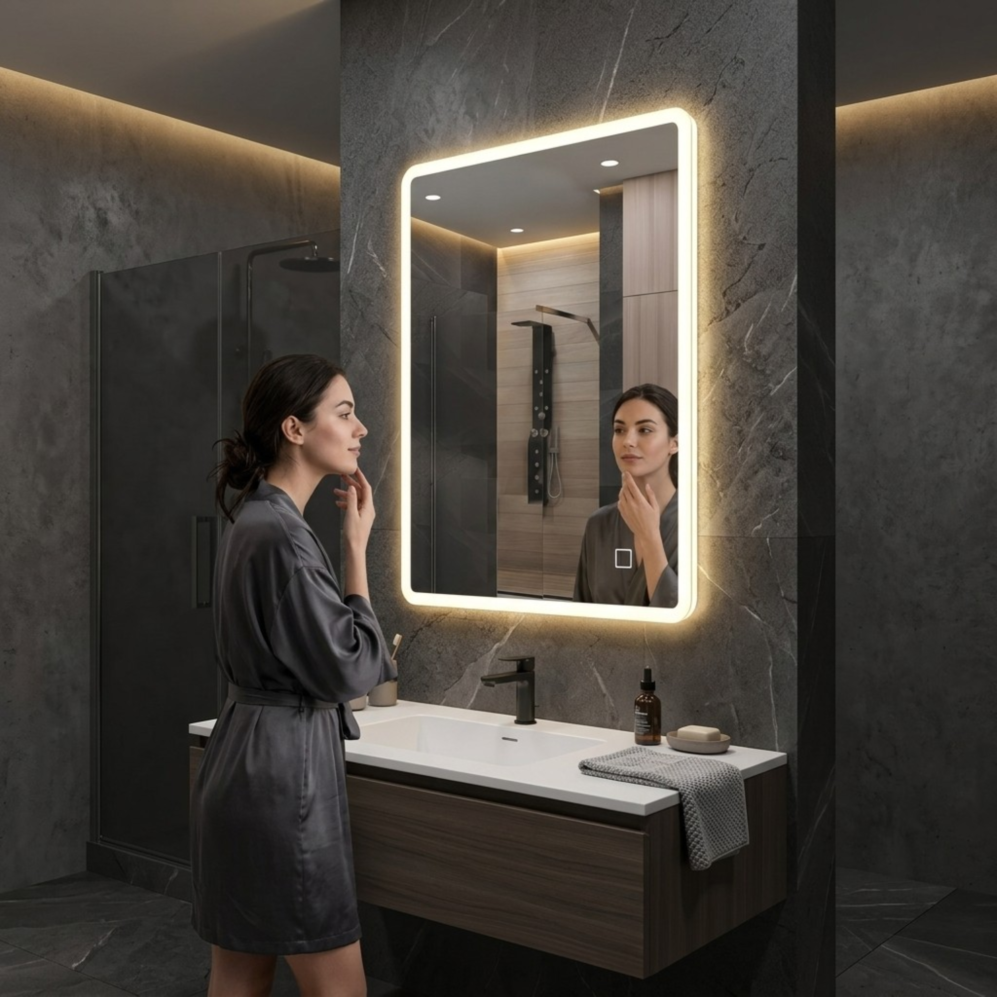 Arko Bathroom Mirror with LED Lights 500x700mm - Wall Mounted Vanity Mirror