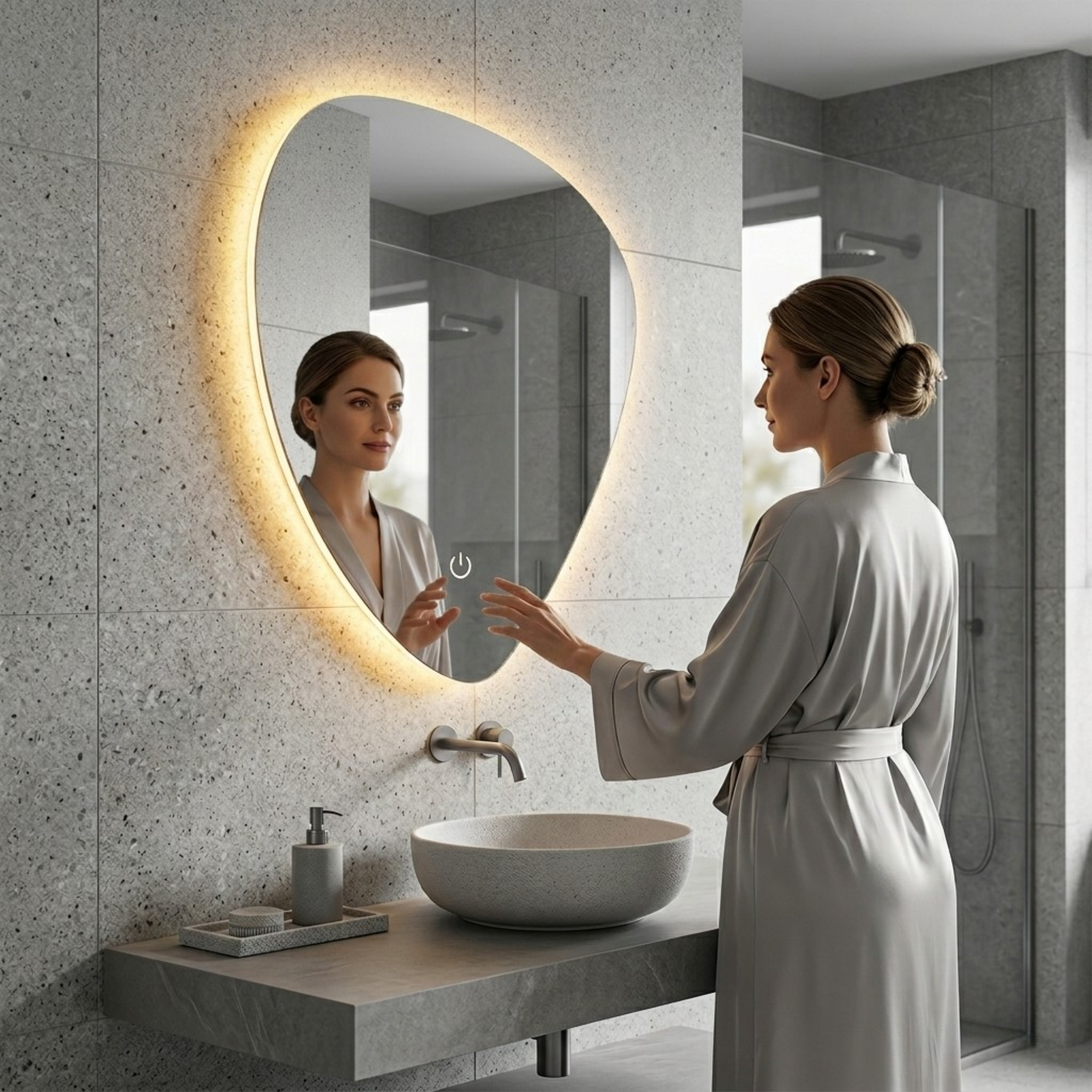Arko Bathroom Teardrop LED Mirror with Lights 500x700mm - Wall Mounted Vanity Mirror -Bathroom mirror Illuminated LED mirror