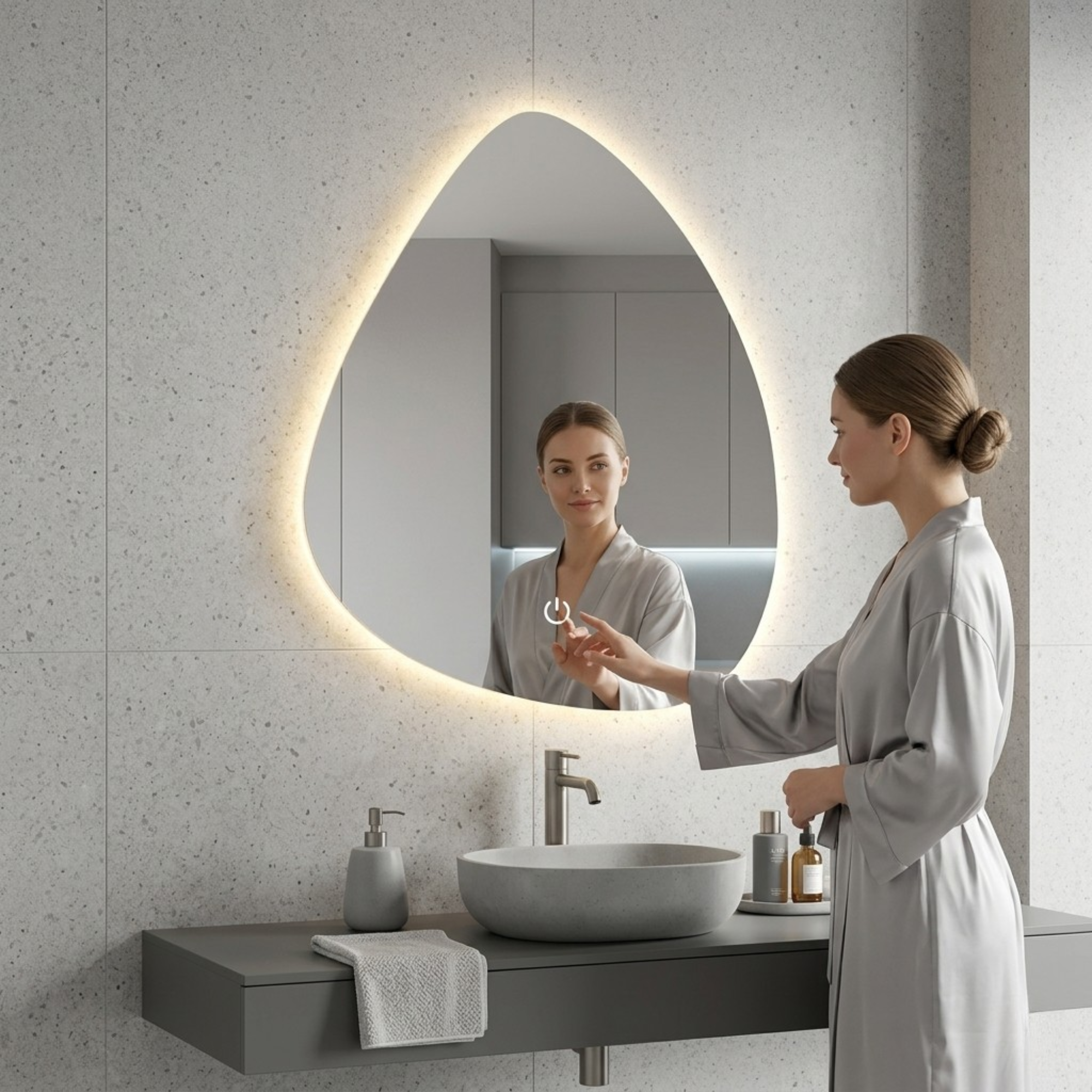 Arko Bathroom Teardrop LED Mirror with Lights 500x700mm - Wall Mounted Vanity Mirror -Bathroom mirror Illuminated LED mirror