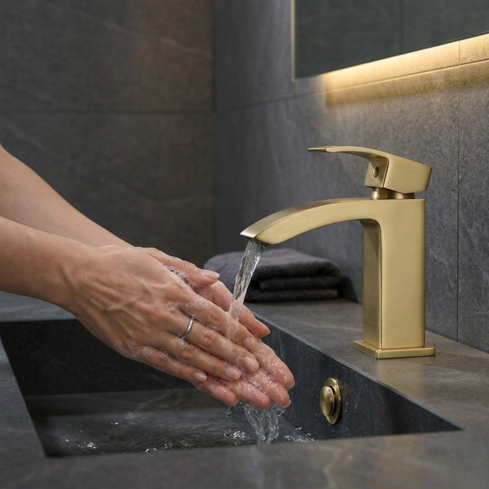 Vista Brass Square Basin Mixer Tap Brass