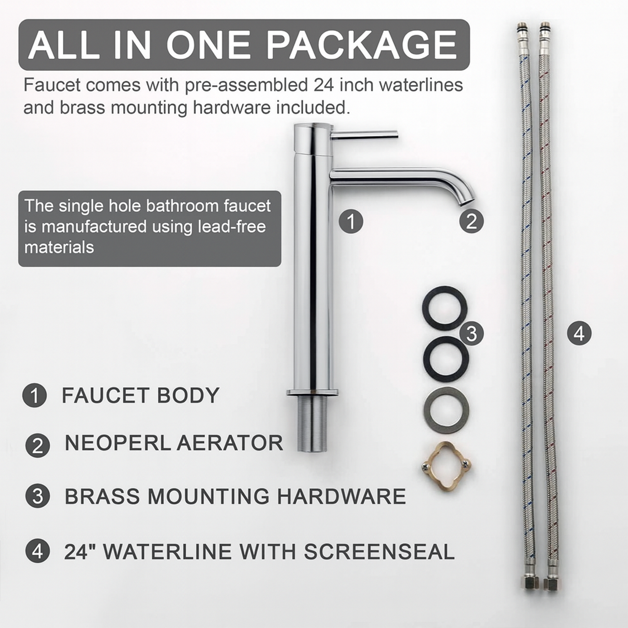 Round Tall Basin Mixer Tap Chrome Finish – Solid Brass