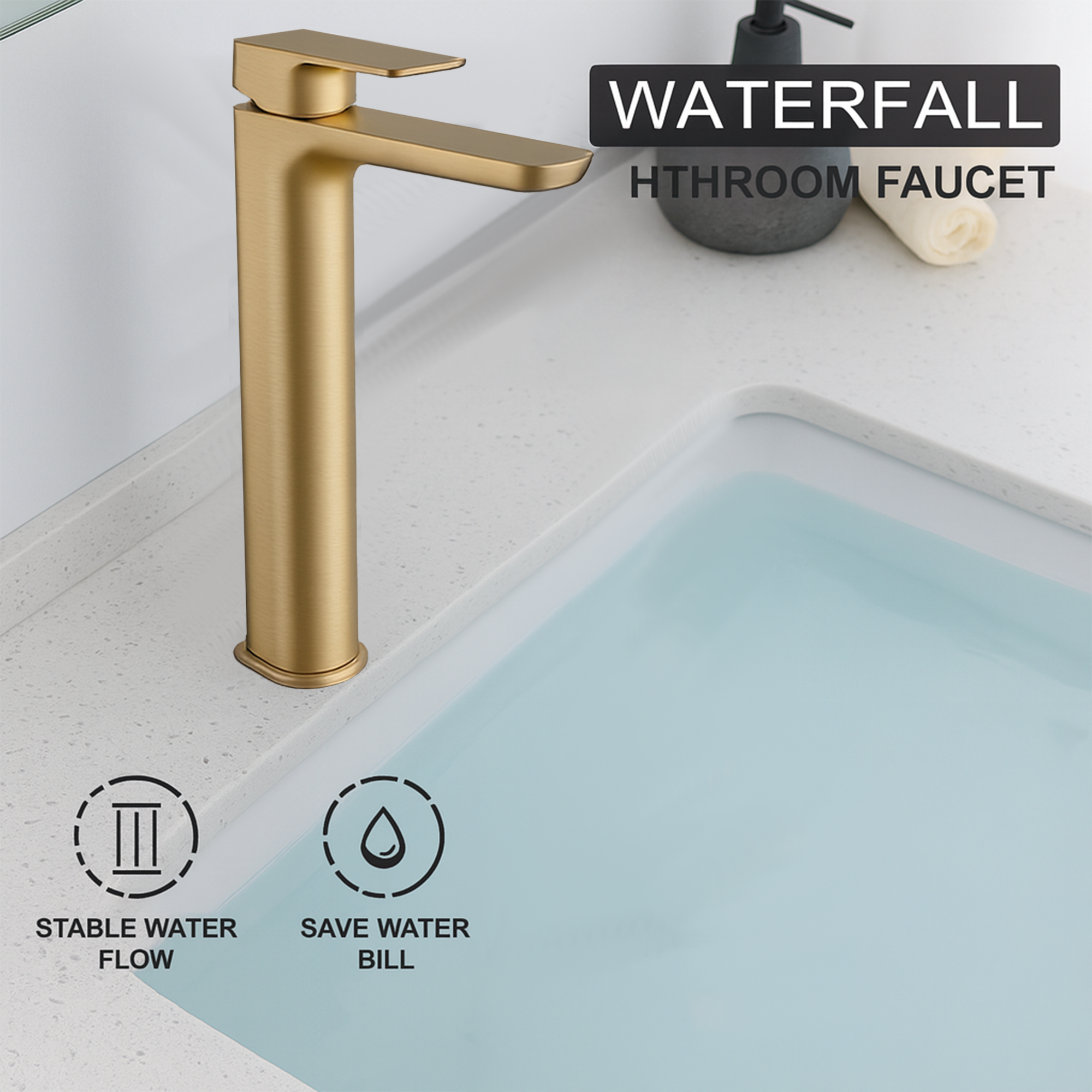 Capri Tall Basin Mixer Tap – Brushed Brass Finish
