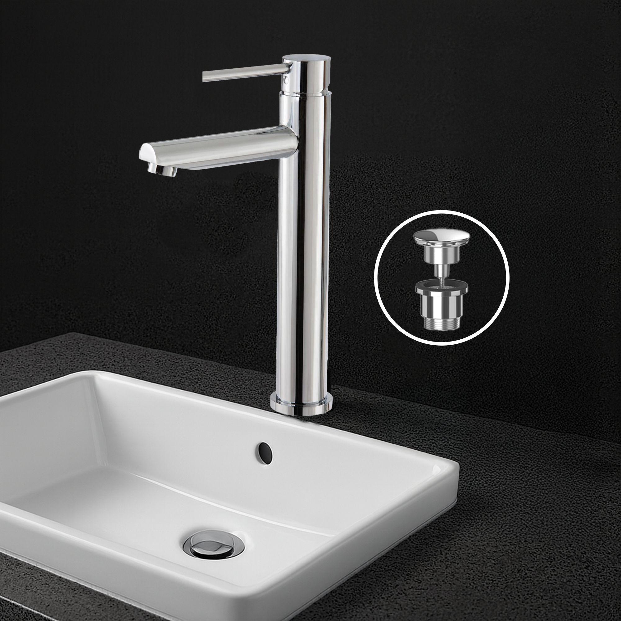 Premium Tall Chrome Basin Mixer Tap – Sleek Round Design